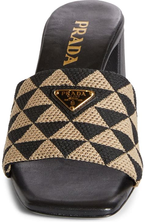 Prada Triangle Jacquard Slide Sandal (Women) 